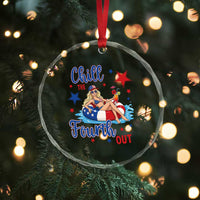 Funny Doll Face Meme 4th Of July Crystal Glass Ornament Chill The Fourth Out