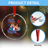 Funny Doll Face Meme 4th Of July Crystal Glass Ornament Chill The Fourth Out