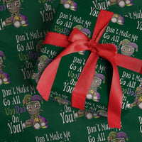 Funny Don't Make Me Go All Voodoo On You Wrapping Paper Roll Creepy Mardi Gras