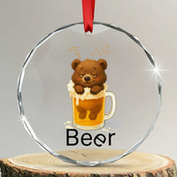 Funny Drinking Lover Crystal Glass Ornament Bear In Beer Glass TS12