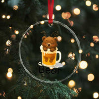 Funny Drinking Lover Crystal Glass Ornament Bear In Beer Glass - Wonder Print Shop