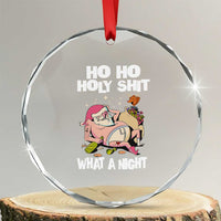 Funny Drunk Santa Crystal Glass Ornament Ho Ho Holy ornamentWhat A Night TS02