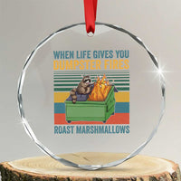 Funny Dumpster Fire Raccoon Crystal Glass Ornament When Life Gives You Dumpster Fires Roast Marshmallows Retro Vintage TS02