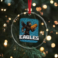 Funny Eagle With Cheesesteak Crystal Glass Ornament Football Glitter Print - Wonder Print Shop