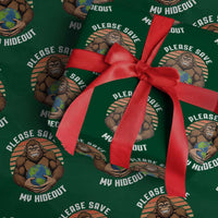 Funny Earth Day Bigfoot Wrapping Paper Roll Please Save My Hideout