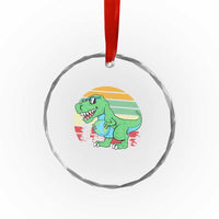 Funny Earth Day Dinosaur Lover Crystal Glass Ornament Save The Planet