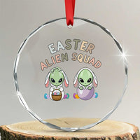 Funny Easter Alien Squad Bunny Ears Gift Crystal Glass Ornament