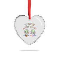 Funny Easter Alien Squad Bunny Ears Gift Heart Crystal Glass Ornament