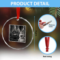 Funny Easter Bunny Selfie Crystal Glass Ornament Bigfoot Jersey Devil Chupacabra Egg Hunt