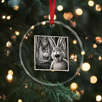 Funny Easter Bunny Selfie Mothman Egg Hunt Crystal Glass Ornament