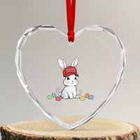 Funny Easter Bunny Wearing Hat American Heart Crystal Glass Ornament