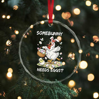 Funny Easter Chicken Bunny Ears Crystal Glass Ornament Somebunny Needs Eggs