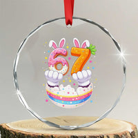 Funny Easter Day Bunny 67 Six Seven Meme Crystal Glass Ornament