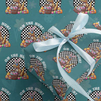 Funny Easter Day Dinosaur Bunny Wrapping Paper Roll On The Hunt Egg Hunting
