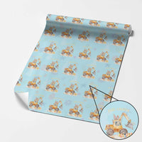 Funny Easter Day Excavator Wrapping Paper Roll Eggs-Cavator Bunny Construction Trucks