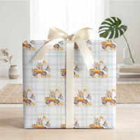 Funny Easter Day Excavator Wrapping Paper Roll Eggs-Cavator Bunny Construction Trucks