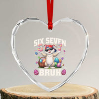 Funny Easter Day Six Seven Bruh Heart Crystal Glass Ornament 67 Bunny Easter Eggs
