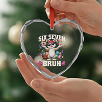 Funny Easter Day Six Seven Bruh Heart Crystal Glass Ornament 67 Bunny Easter Eggs