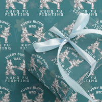 Funny Easter Rabbit Martial Arts Wrapping Paper Roll Every Bunny Was Kung Fu Fighting Cute Bunny Humor Gift