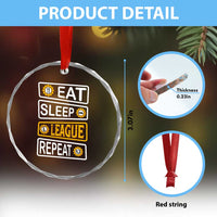 Funny Eat Sleep League Repeat Crystal Glass Ornament Gaming Quote Gift For Gamer - Wonder Print Shop