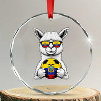 Funny Ecuador Alpaca Soccer Lover Crystal Glass Ornament South American Pride Gift