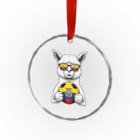 Funny Ecuador Alpaca Soccer Lover Crystal Glass Ornament South American Pride Gift
