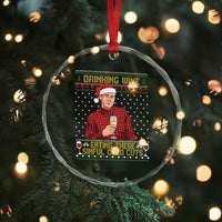 Funny Ed Gein Christmas Meme Crystal Glass Ornament Drinking Wine Eating This Sinful Cold Cuts Viral Scene Naughty Holiday - Wonder Print Shop