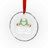 Funny Elf Hand Christmas Crystal Glass Ornament I Have Everything I Want For Christmas TS14