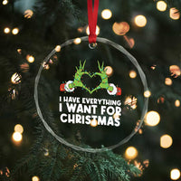 Funny Elf Hand Christmas Crystal Glass Ornament I Have Everything I Want For Christmas - Wonder Print Shop