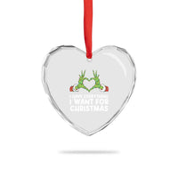 Funny Elf Hand Christmas Heart Crystal Glass Ornament I Have Everything I Want For Christmas - Wonder Print Shop