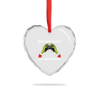 Funny Elf Hand Christmas Heart Crystal Glass Ornament Most Likely To Play Video Games On Christmas - Wonder Print Shop