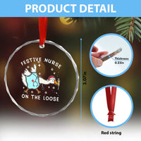 Funny ER Nurse Goose Christmas Crystal Glass Ornament Festive Nurses On The Loose TS14