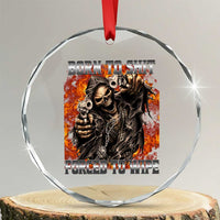 Funny Evil Skeleton Meme Crystal Glass Ornament Born to Shit Forced to Wipe - Wonder Print Shop