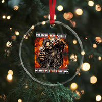 Funny Evil Skeleton Meme Crystal Glass Ornament Born to Shit Forced to Wipe - Wonder Print Shop