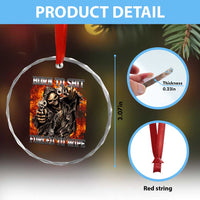 Funny Evil Skeleton Meme Crystal Glass Ornament Born to Shit Forced to Wipe - Wonder Print Shop