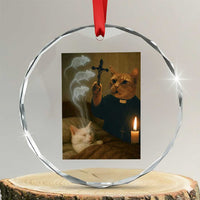 Funny Exorcist Cat Meme Crystal Glass Ornament Dark Humor Cat - Wonder Print Shop
