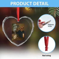 Funny Exorcist Cat Meme Heart Crystal Glass Ornament Dark Humor Cat - Wonder Print Shop