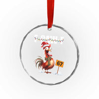 Funny F Caw F 67 Meme Christmas Crystal Glass Ornament Xmas Cartoon Rooster Chicken Poultry Humor - Wonder Print Shop
