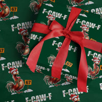 Funny F Caw F 67 Meme Christmas Wrapping Paper Roll Xmas Cartoon Rooster Chicken Poultry Humor - Wonder Print Shop
