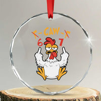 Funny F Caw F 67 Meme Crystal Glass Ornament Cartoon Chicken Six Seven Poultry Humor - Wonder Print Shop