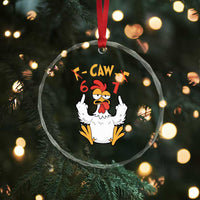 Funny F Caw F 67 Meme Crystal Glass Ornament Cartoon Chicken Six Seven Poultry Humor - Wonder Print Shop
