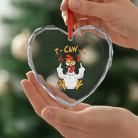 Funny F Caw F 67 Meme Heart Crystal Glass Ornament Cartoon Chicken Six Seven Poultry Humor - Wonder Print Shop