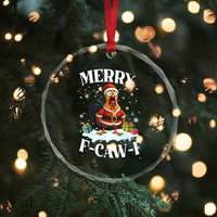 Funny F Caw F Chicken Christmas Crystal Glass Ornament Merry F Caw F Quote Holiday - Wonder Print Shop