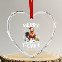 Funny F Caw F Chicken Christmas Heart Crystal Glass Ornament Merry F Caw F Quote Holiday - Wonder Print Shop