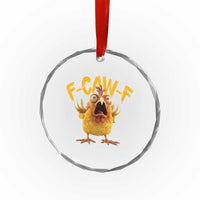 Funny F Caw F Chicken Crystal Glass Ornament Rooster Meme Humor TS11