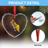Funny F Caw F Chicken Toy Heart Crystal Glass Ornament Poultry Humor - Wonder Print Shop