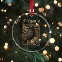 Funny F Caw F Crow Crystal Glass Ornament Vintage Bird Saying Adult Humor Gothic Tarot Card - Wonder Print Shop