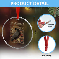 Funny F Caw F Crow Crystal Glass Ornament Vintage Bird Saying Adult Humor Gothic Tarot Card - Wonder Print Shop