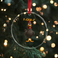 Funny F Caw F Grumpy Black Chicken Graphic Crystal Glass Ornament Moody Bird Meme for Sarcastic Animal Lovers TS02