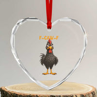 Funny F Caw F Grumpy Black Chicken Graphic Heart Crystal Glass Ornament Moody Bird Meme for Sarcastic Animal Lovers - Wonder Print Shop